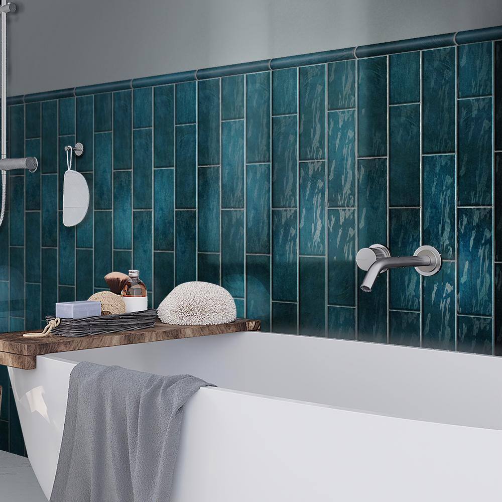 Apollo Green Polished Ceramic Subway Tile 2.58" x 8"
