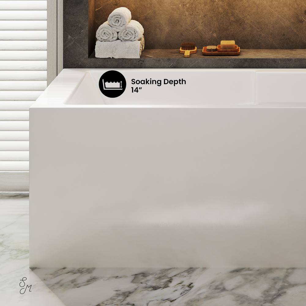 Claire 60" White Acrylic Alcove Tub with Corner Apron