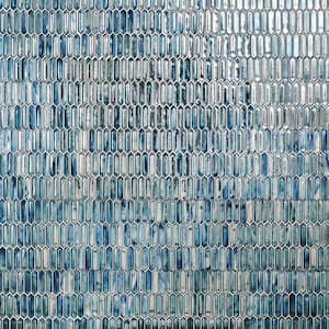 Fargin Ocean Rain Elongated Hexagon 12 in. x 10 in. x 7mm Polished Glass Mosaic Tile (0.82 sq. ft.)