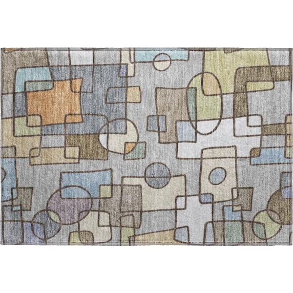 Mayfield Premium Machine Washable Abstract AMF2503 Gray 2 ft. x 3 ft. Accent Rug