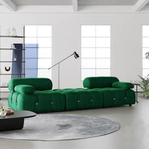 103.95 in. Free Combination Minimalist Sofa Convertible Modular Reversible 3 Seater Velvet Couch and Ottoman, Green