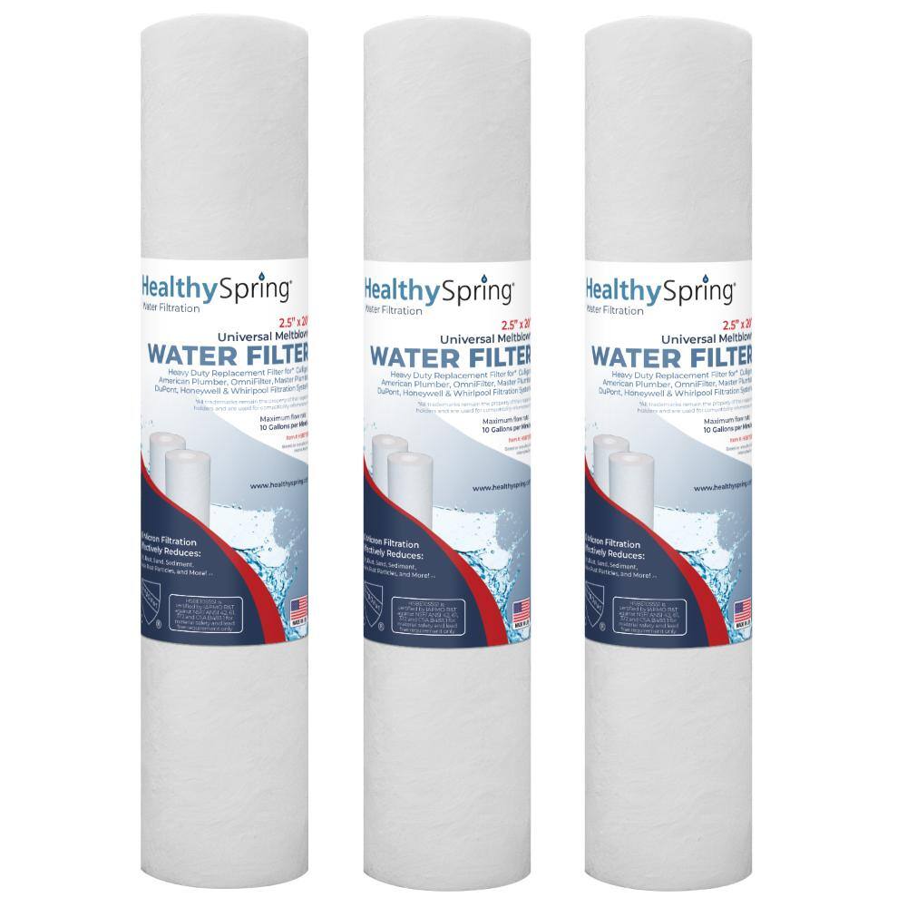 Universal Water Filter Replacement Cartridge Meltblown 10-micron 2.5 x 20 3-Pack price history on PriceWatchPro