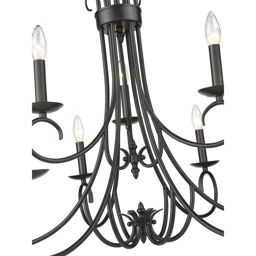 Black Transitional 9-Light Candelabra Chandelier