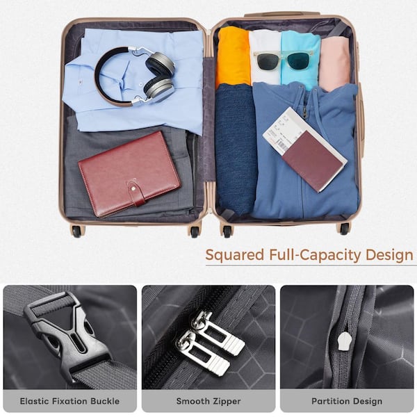 3-Piece Green/Brown ABS Hardside Luggage Set with TSA Lock