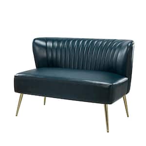 Vittoria Modern 47 in. Turquoise Loveseat with Metal Legs