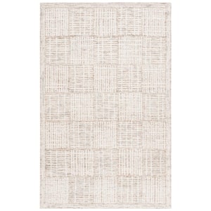 Abstract Brown/Ivory 3 ft. x 5 ft. Checkered Unitone Area Rug