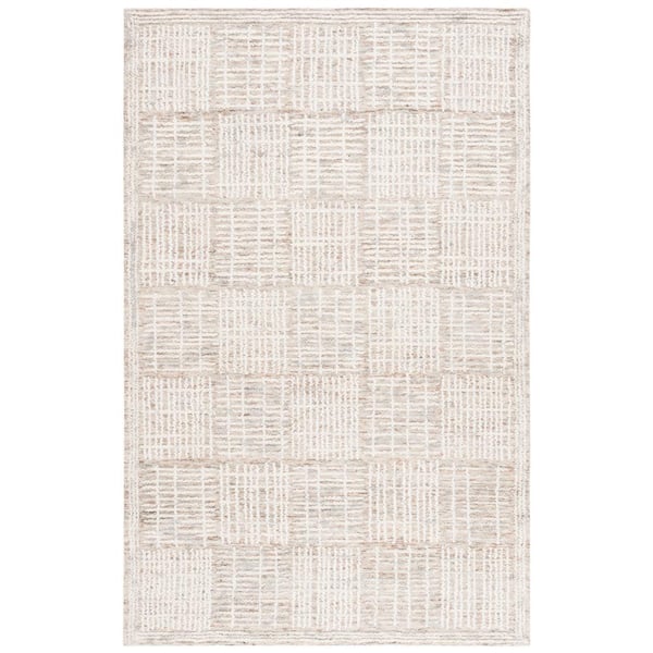 SAFAVIEH Abstract Brown/Ivory 5 ft. x 8 ft. Checkered Unitone Area Rug
