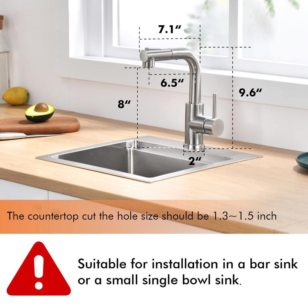 Brushed Nickel Single Handle Pull Down Kitchen Faucet with Ceramic Disc Valve