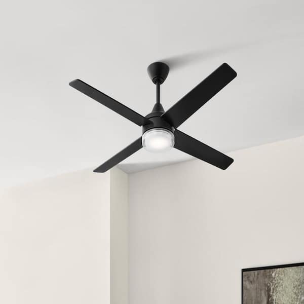 Mercer II 52 in. Indoor Matte Black Standard Ceiling Fan with CCT LED Included with Remote Control Included