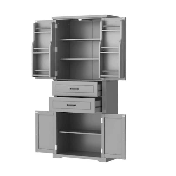 30 in. W x 15.8 in. D x 72.5 in. H Gray MDF Freestanding Linen