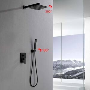1-Spray Patterns with 1.5 GPM 10 in. Bathroom Wall Mount Square Dual Shower Heads in Matte Black