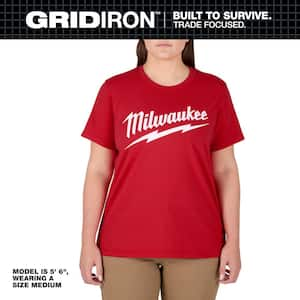 Women's X-Small Red GRIDIRON Heavy Duty Short Sleeve T-Shirt