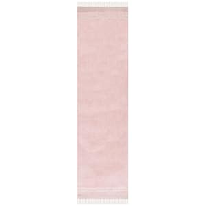 Easy Care Pink/Ivory 2 ft. x 9 ft. Machine Washable Border Solid Color Runner Rug