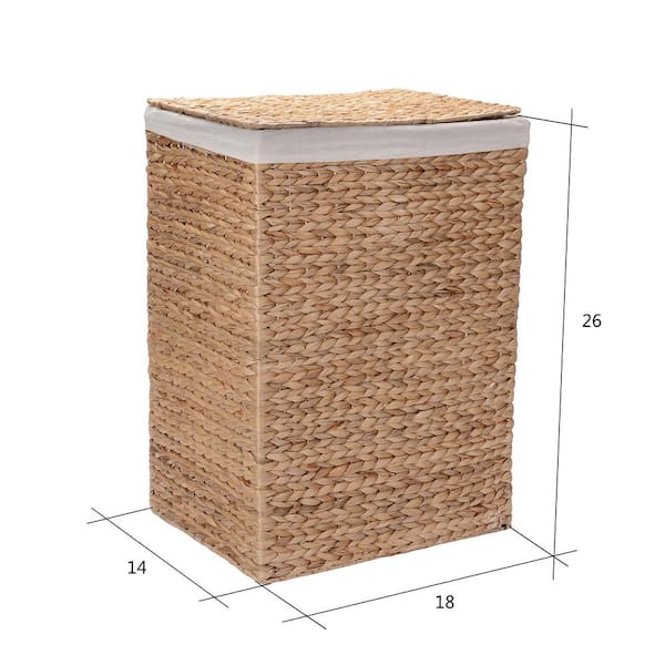 Seville Classics Lidded Rectangular Tan Collapsible Plastic Wicker Laundry  Hamper Basket with Washable Liner WEB655 - The Home Depot