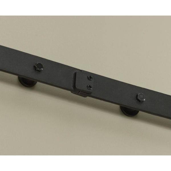 Millbrooke Weathered Gray PVC Vinyl Sliding Barn Door with Black Hardware Kit