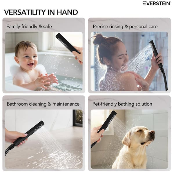 EVERSTEIN Chromotherapy 7-Spray Square 12 in. Ceiling Rain LED