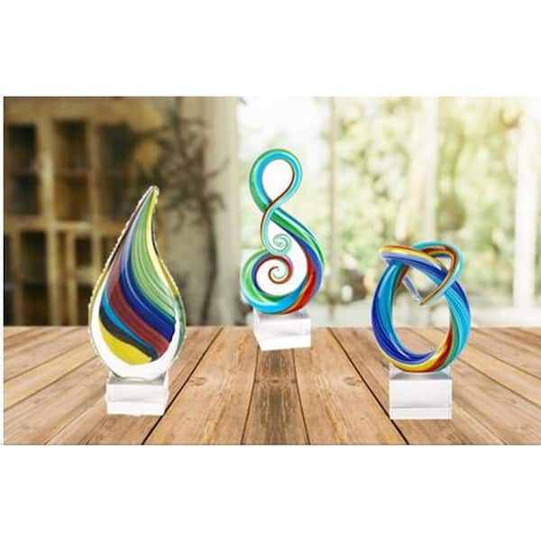 11 Multicolor Art Glass Teardrop On Crystal Base 11 Multicolor Art Glass Teardrop On Crystal Base