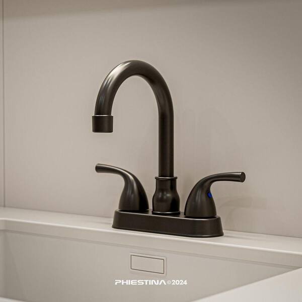 Kadilac Matte Black Farmhouse 4 in. 2-Handles Centerset Bathroom