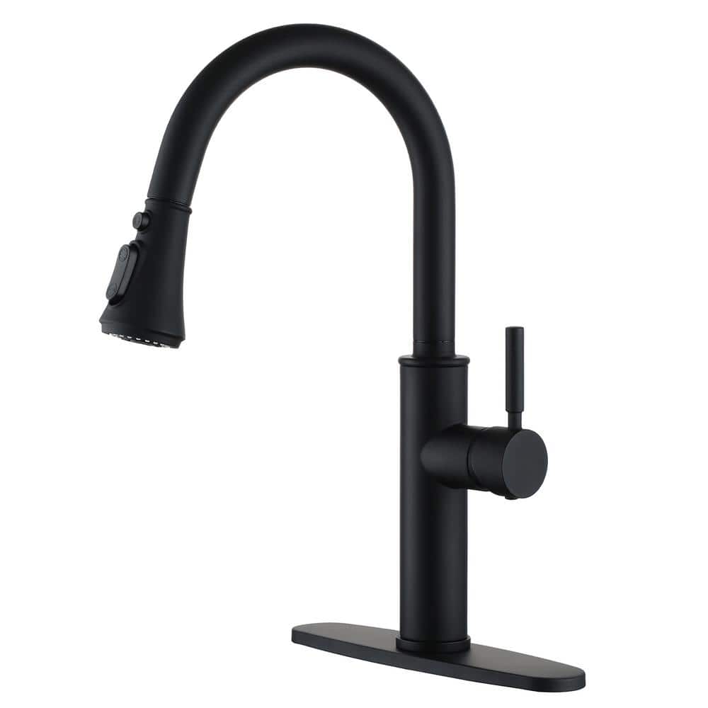 4-Spray Patterns Single Handle Pull Down Sprayer Kitchen Faucet with Deckpl