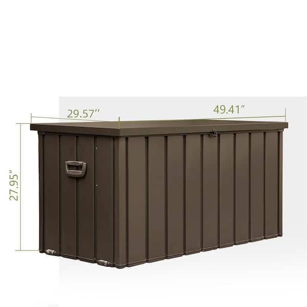 grossag 150 Gal. Steel Outdoor Storage Deck Box Waterproof arge Patio Storage Bin with Lockable Dark Brown