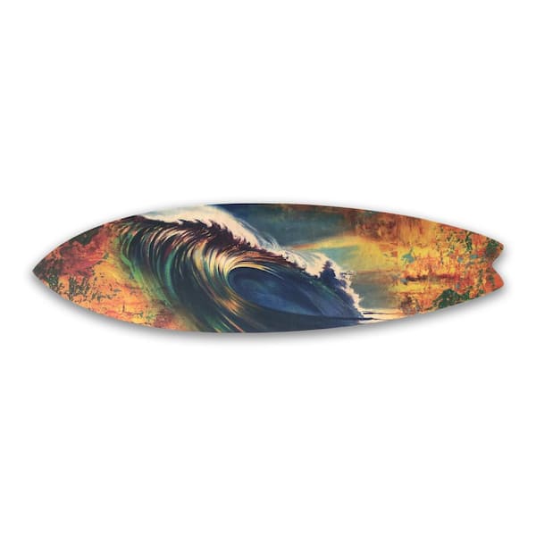 Unbranded Ripper Wave Wooden Surfboard Decorative Sign by Colossal Images 13x47 in.