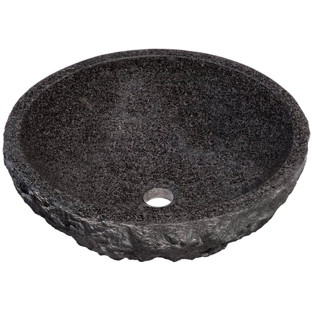 Round Black Granite Above-Counter Vessel Sink