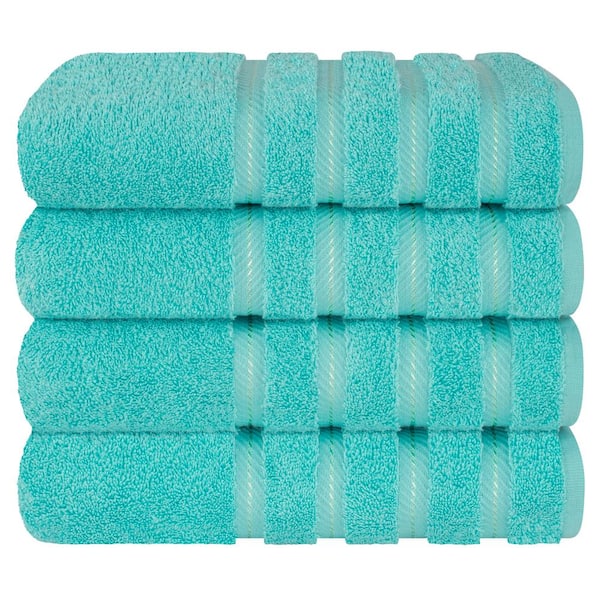 American Soft Linen Bath Towel Set, 4 Piece 100% Turkish Cotton Bath Towels,  27x54 inches Super Soft Towels for Bathroom, Turquoise Blue  Edis4BathPurpleE135 - The Home Depot
