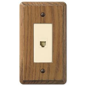 Contemporary 1 Gang Phone Wood Wall Plate - Medium Oak