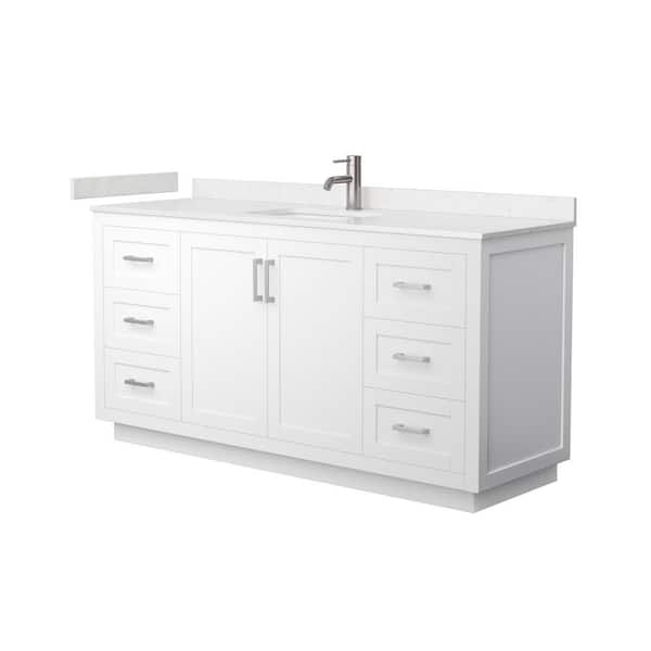 Wyndham Collection Miranda 66 in. W x 22 in. D x 33.75 in. H Single Bath Vanity in White with Carrara Cultured Marble Top
