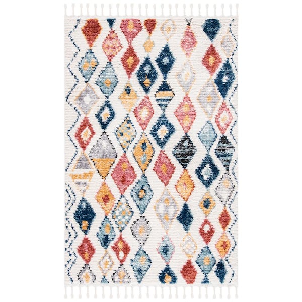 Morocco 3 ft. x 4 ft. Ivory/Multi Geometric Tribal Area Rug