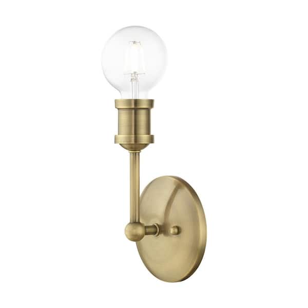 Livex Lighting Beckford 8.5 in. 1-Light Antique Brass ADA Vanity Sconce