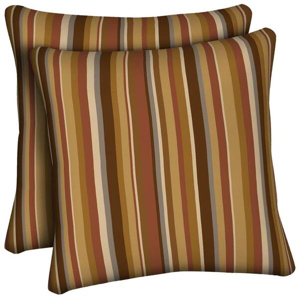 Hampton Bay Rustic Stripe Outdoor Throw Pillow (2-Pack)