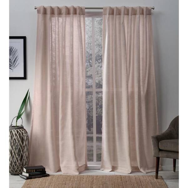 Exclusive Home Curtains Bella Rose Solid Polyester 54 in. W x 84 in. L Hidden Tab Top Sheer Curtain Panel (Set of 2)