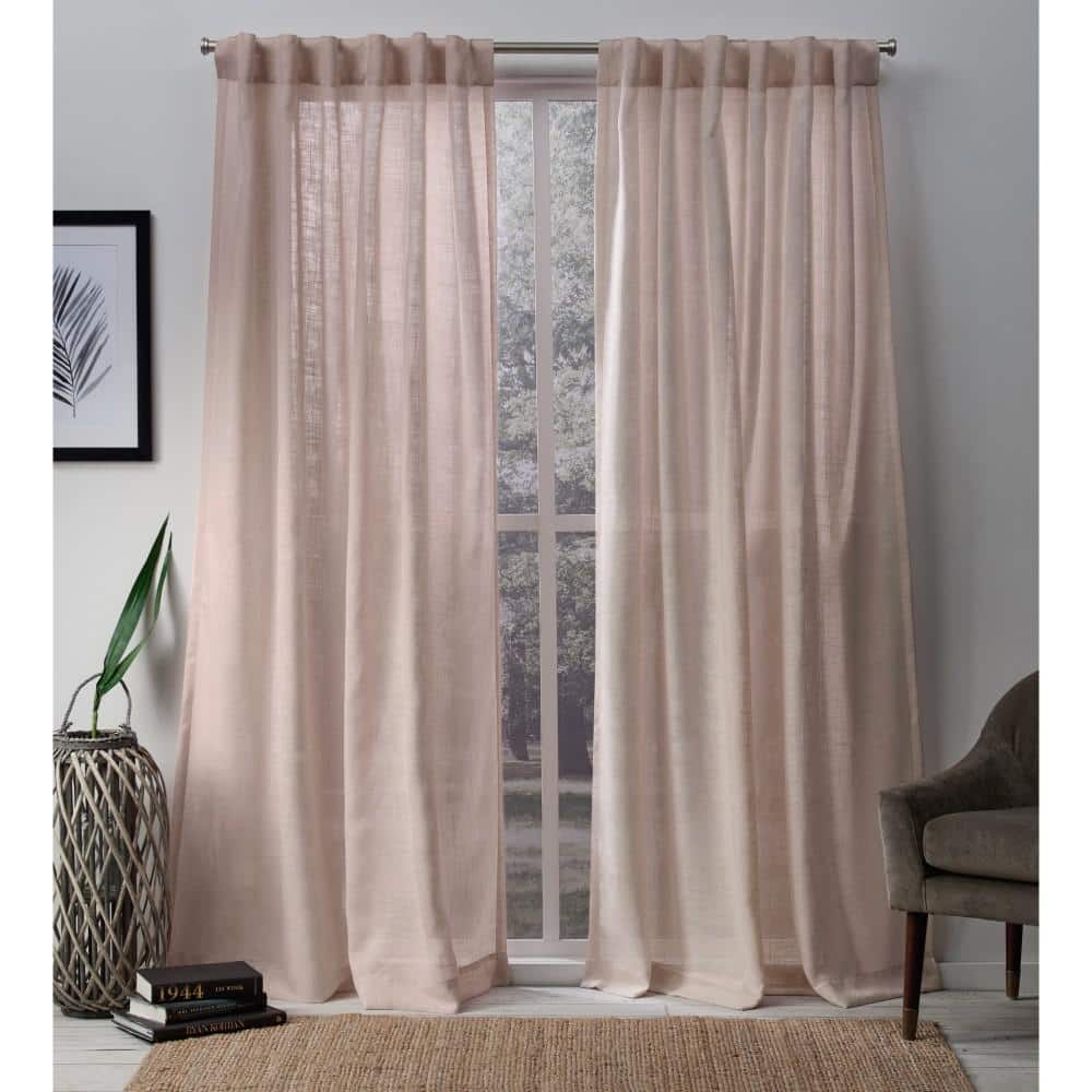 EXCLUSIVE HOME Bella Rose Solid Sheer Hidden Tab / Rod Pocket Curtain ...