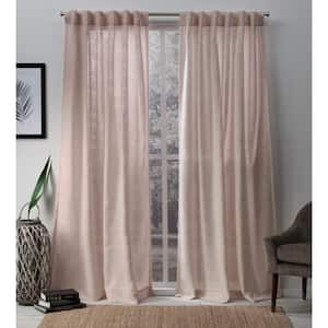 Bella Rose Solid Sheer Hidden Tab / Rod Pocket Curtain, 54 in. W x 84 in. L (Set of 2)