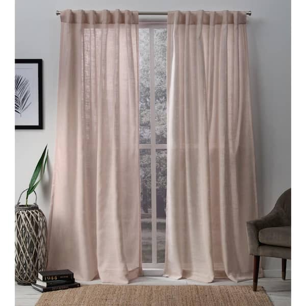 EXCLUSIVE HOME Bella Rose Solid Sheer Hidden Tab / Rod Pocket Curtain, 54 in. W x 84 in. L (Set of 2)