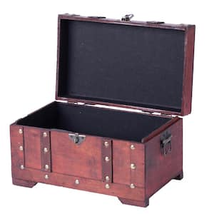 6.3 in. H x 11 in. W x 6.7 in. D Antique Cherry Wood Multi-Function Vintage-Inspired Small Wooden Storage Box