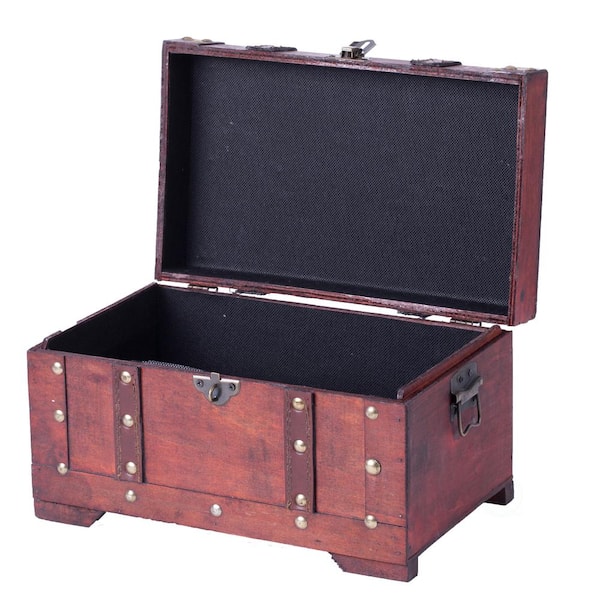 Vintiquewise 11 in. x 6.4 in. Wooden Antique Style Small Trunk