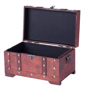 11 in. x 6.4 in. Wooden Antique Style Small Trunk