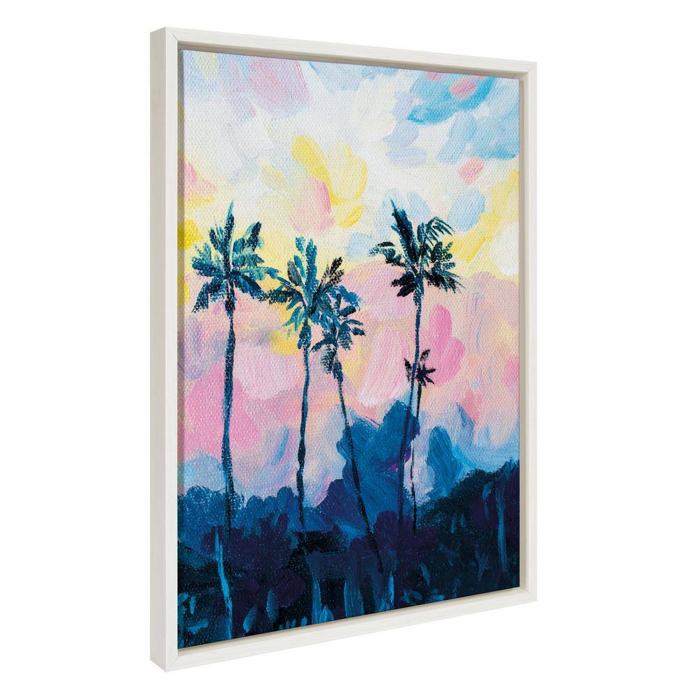 Apache Junction Sunset Tropical Coastal Canvas Print with White Frame