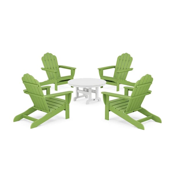 Trex Outdoor Furniture Lime 5-Piece Plastic Patio Conversation Set in Oversized Adirondack Chair Monterey Bay
