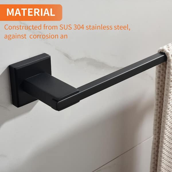 6-Piece Wall Mount Stainless Steel Bathroom Towel Rack Set in Matte Bl