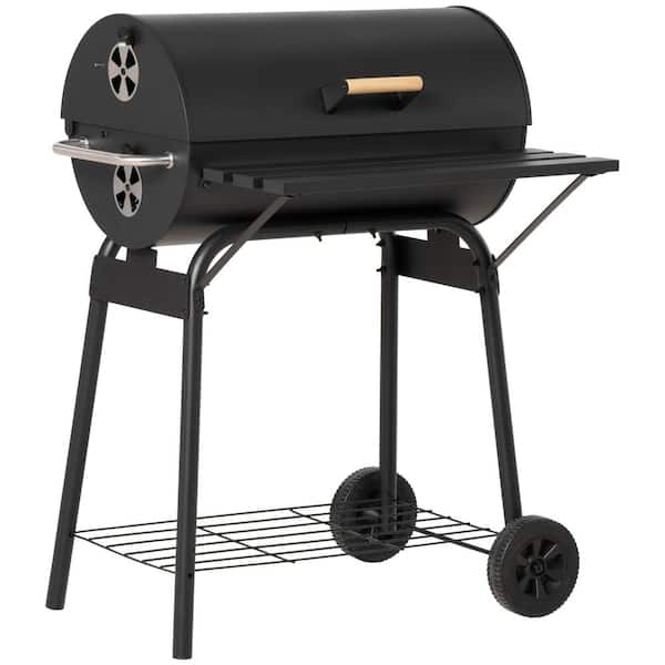 Overtekenen sarcoom consensus Outsunny Charcoal Grill in Black with Adjustable Charcoal Rack, Storage  Shelf, Wheel, for Garden Camping Picnic 846-081 - The Home Depot