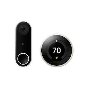 Wired Nest Hello Video Door Bell + Nest Learning Thermostat 3rd Gen in White