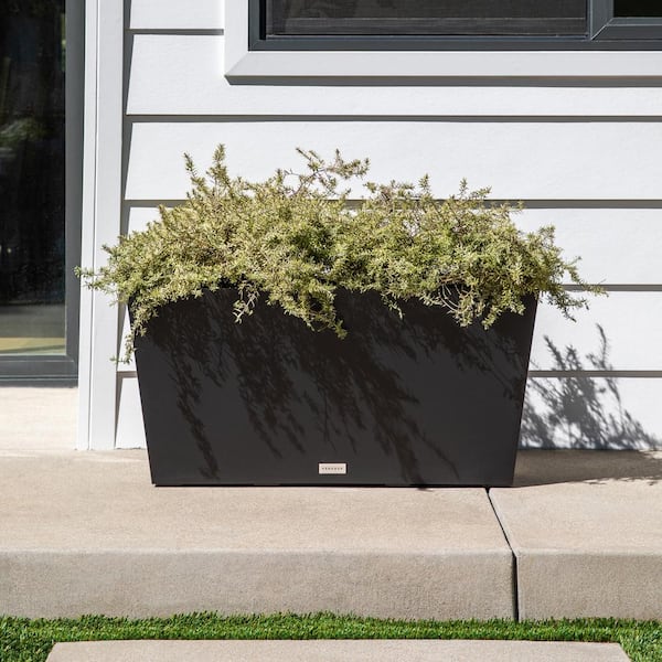 Midori 39 in. Black Trough Plastic Planter