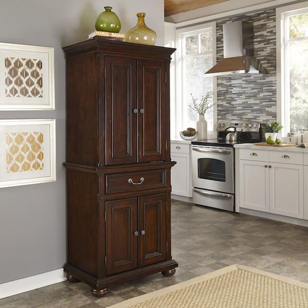 Home Styles Crescent Hill Ready to Assemble 30 x 72 x 19.75 in. Pantry/Utility Cabinet with Double Doors in Dark Cherry