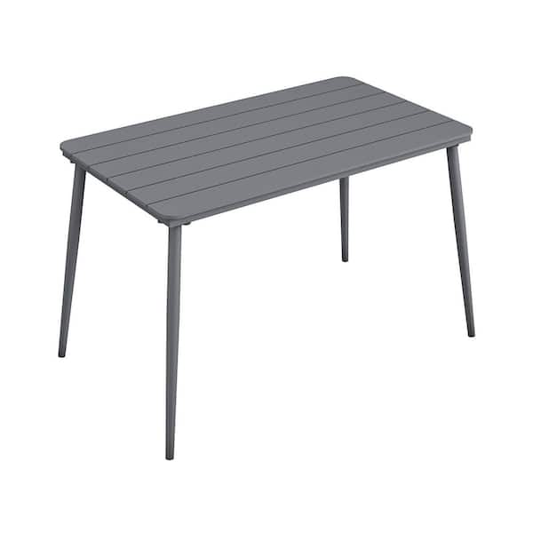 Poolside Gossip, April 50 in. x 29 in. Rectangular Indoor/Outdoor Dining Table, Charcoal