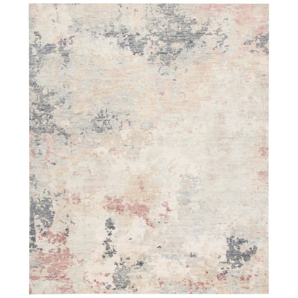 Samarkand 9 ft. x 12 ft. Gray/Ivory Watercolor Distressed Area Rug