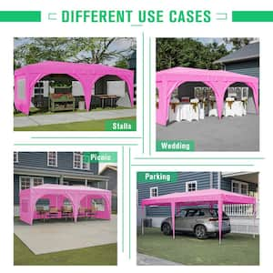 10 ft. x 20 ft. EZ Pop Up Canopy Outdoor Portable Party Folding Tent with 6 Removable Sidewalls and Carry Bag, Pink