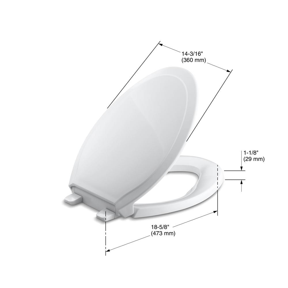 White Elongated Quiet-Close Toilet Seat with Grip-Tight Bumpers
